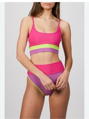Beach Riot Eva Colorblock Bikini Top size S